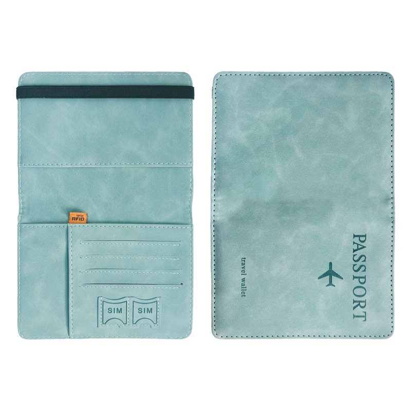 Cruz-Frontera de cuero de la PU titular de la Tarjeta Pasaporte titular RFID pasaporte cubierta Travelwallet multi-función de la bolsa de identificación al por mayor