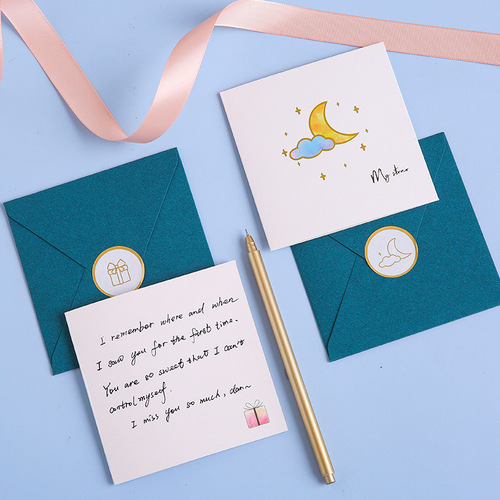Creative bronzing simple fresh Goddess Day greeting card blessing handwritten message folded in half blank small card wholesale