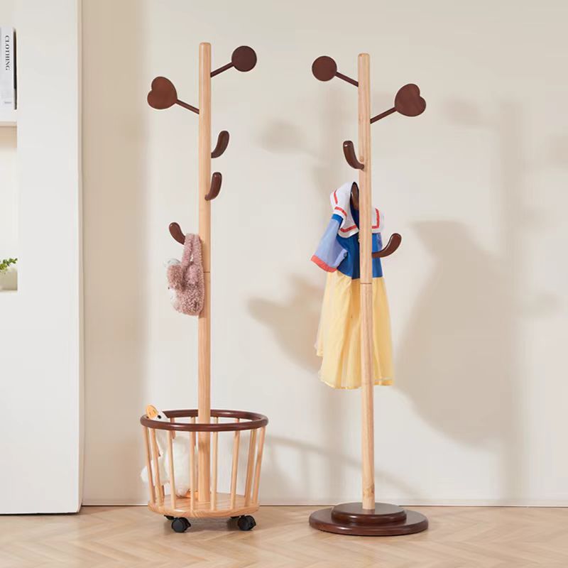Solid Wood Children's Clothes Hanger Floor-Standing Modern Home Coat Rack Room Creative Clothes Hanger Simple Clothes Rack