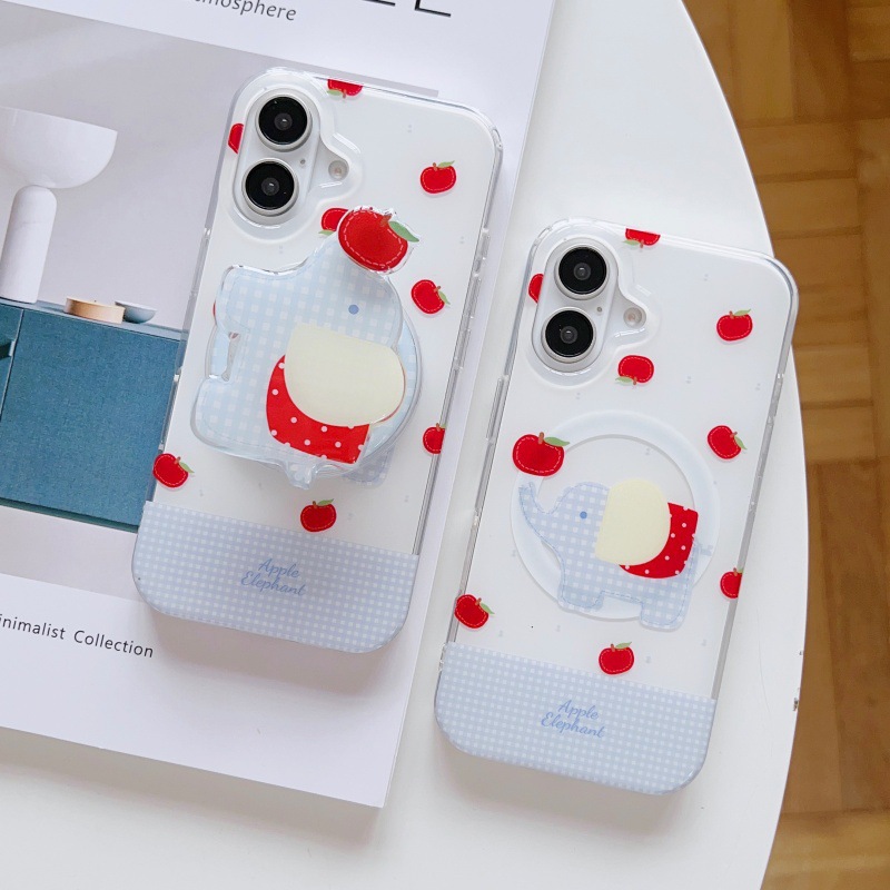 Divertido patrón de cuadros de dibujos animados azul Apple para iPhone16 funda para teléfono móvil 15ProMax magnético 14/13 nuevo 16Pro