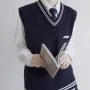 v领外穿宽松无袖毛衣