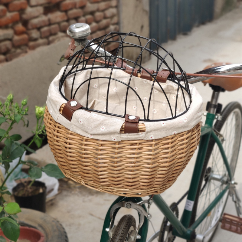 Cesta para mascotas cesta de almacenamiento cesta de bicicleta de hierro con tapa cesta de almacenamiento de mimbre jaula de perro jaula de gato con tapa