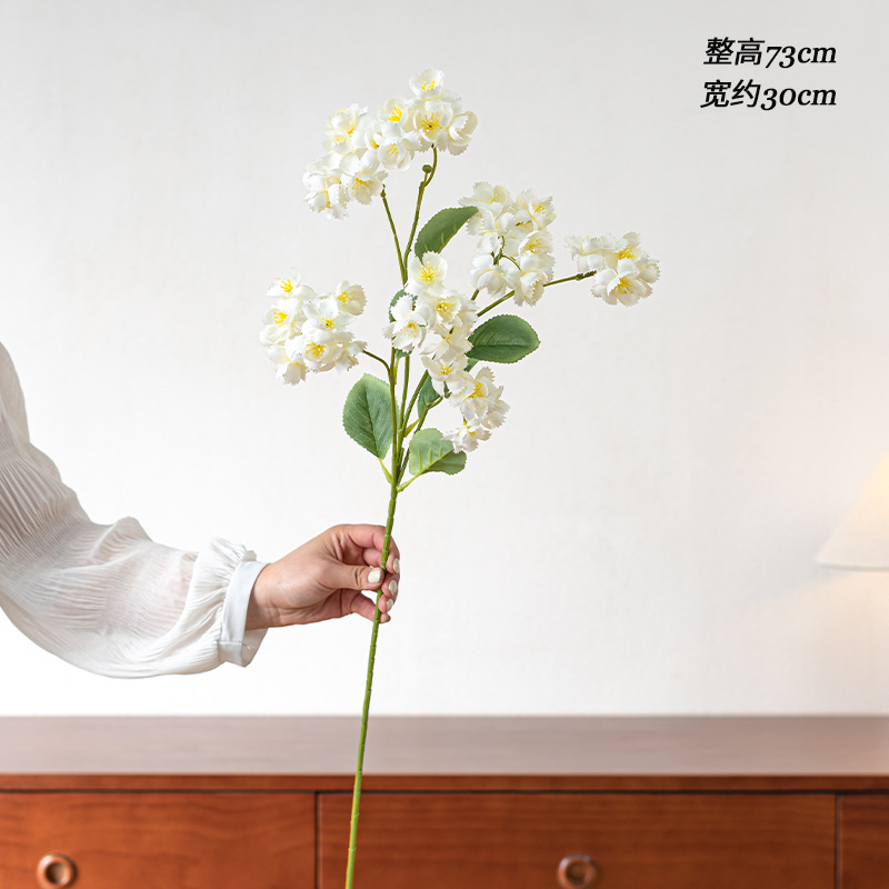 Color caramelo con ramas largas decoración de flores de cerezo flor de simulación de alto nivel realista decoración de flores de seda flor de decoración flor de decoración flor de decoración