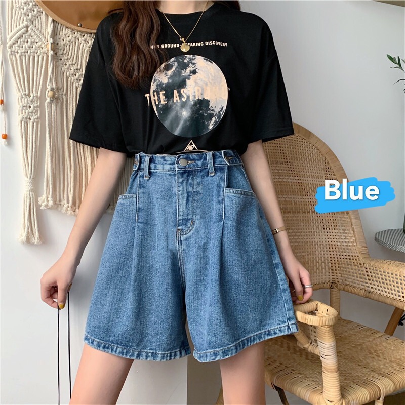 Straight A-Line Hot Pants Thin High-Waisted Wide-Leg Dad 2024 Denim Shorts Women's Summer New Loose