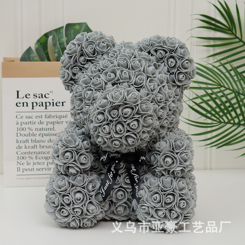 Día de San Valentín regalo Rosa oso ramo de Navidad eterna flor Rosa oso caja de regalo ramo corazón abrazando regalo de cumpleaños