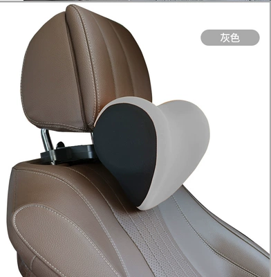 Adjustable mechanical car neck pillow | Headrest - gray-heart-shaped-comfortable-ice-silk-cloth