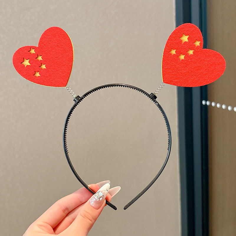 国庆节儿童五星红旗发箍女中国梦创意文字女童不伤发头箍发卡发饰|undefined