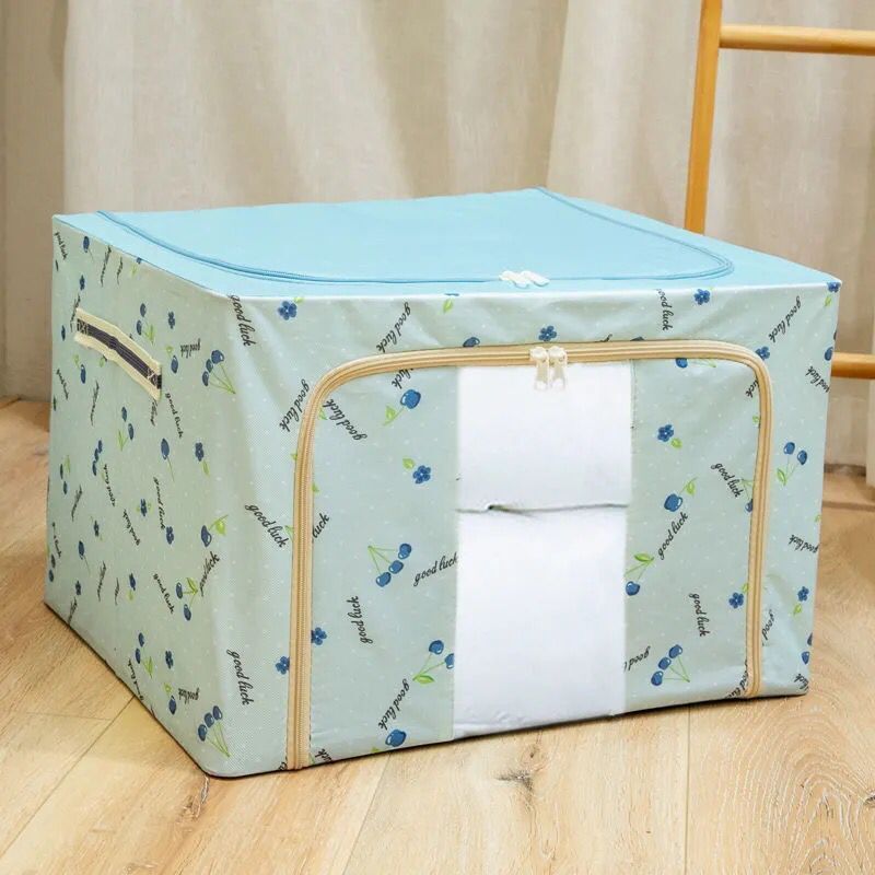 Large clothes oxford Storage box Steel frame fold Finishing Box Fabric art storage box quilt with cotton wadding Clothing Storage bag