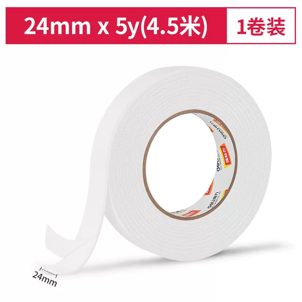 24Mm*5Y*2.5Mm Deli 30412 Foam Double-Sided Tape Strong Adhesive Sponge Double-Sided Tape Eva Foam Adhesive