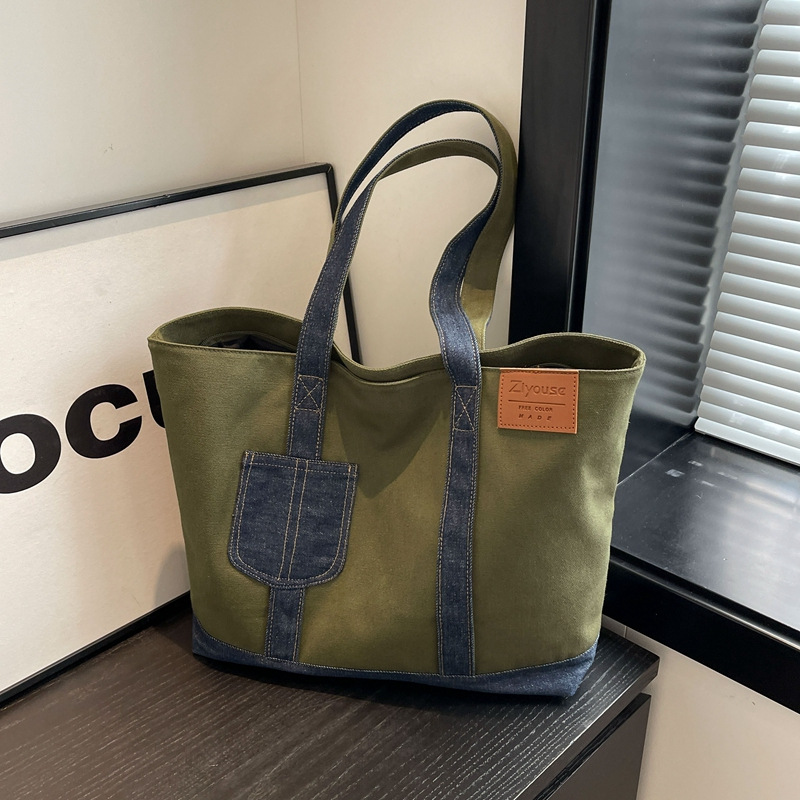 Damen Tragetasche Aus Canvas, Modische Schultertasche Farbig_voghion.com