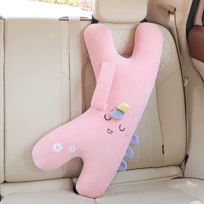 Seat belt shoulder pad Anti-Stranglehold Sleeping Pillow Plush - pink-unicorn-k-shaped-pillow