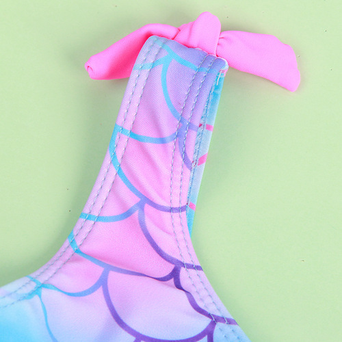 New girls split swimsuit fish scale print ruffles children's baby girl swimsuit comfortable high elasticity girl