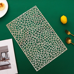 New PVC Hibiscus Flower Placemat Western Restaurant Home Exquisite Hollow Design Decorative Non-slip Joker Table Mat Wholesale