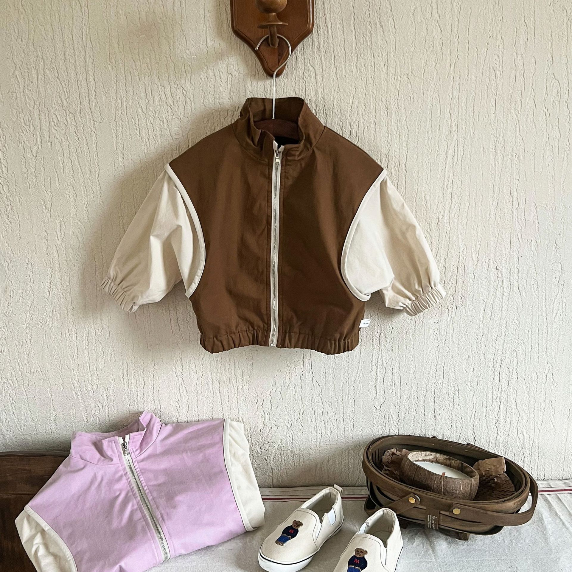 한국식 INS 얇은 코트 소녀 봄 · 가을 방풍 느슨한 어린이 재킷 명암 인즈 가디건 야구 의류