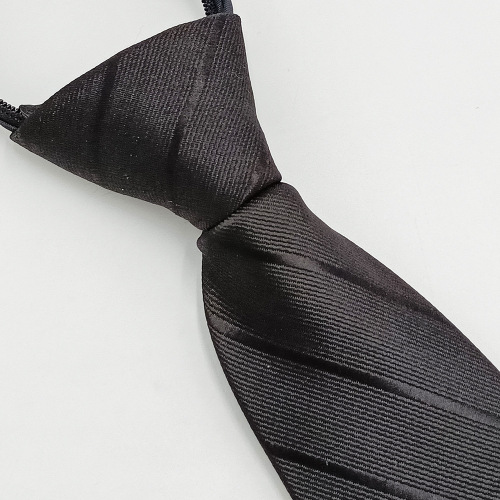 Formal business tie men's lazy zipper manufacturer 8cm easy-to-pull black striped tie without knotting