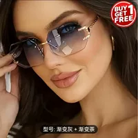 Новые трансграничные стильные безрамочные солнцезащитные очки с острыми краями, многоугольные модные интернет-знаменитости, женские модные солнцезащитные очки в уличном стиле