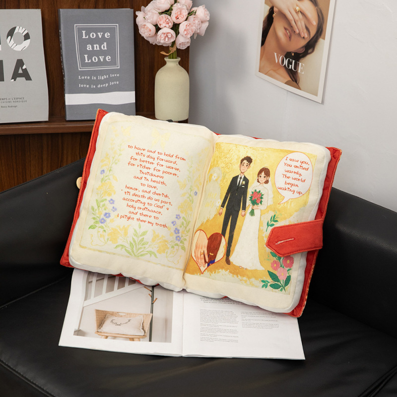 ページめくり型枕 結婚式 ウェディング リビングルーム 新婚祝い ギフト クッション クリエイティブギフト お祝いの本型枕|undefined
