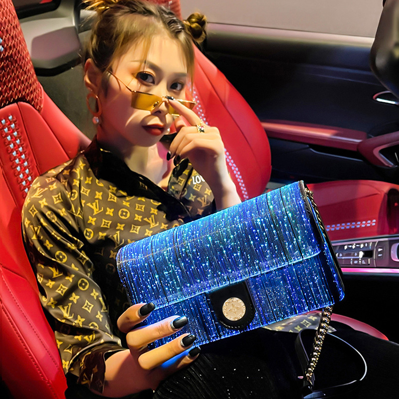 Luminous Women's Bag Led Cross-Border Popular Bag Fashionable Dinner Bag Fiber Optic Women's Bag New and Unique Luminous Bag Shoulder Bag