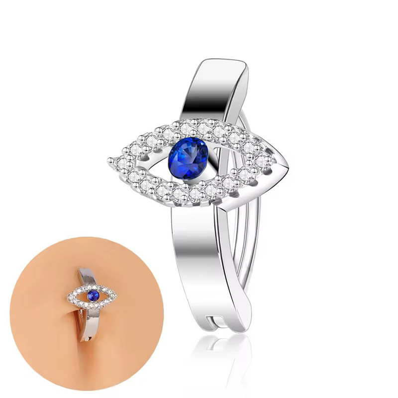 European American Cross-border Stainless Steel Smooth Ring With Personalized Flower Design And Zircon Inlay, Navel_voghion.com