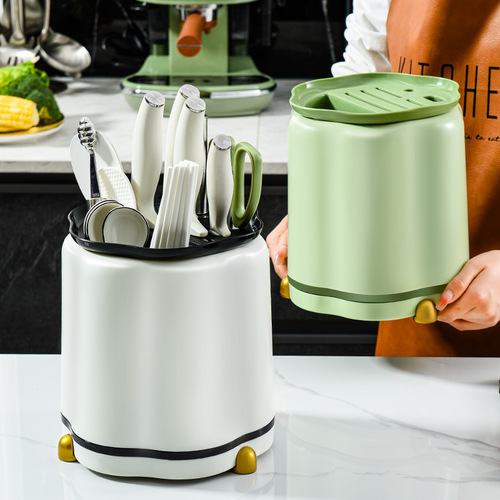 Yiqiong multifunctional knife rack drain chopstick cage chopstick box spoon tableware storage tube kitchen rotating knife holder