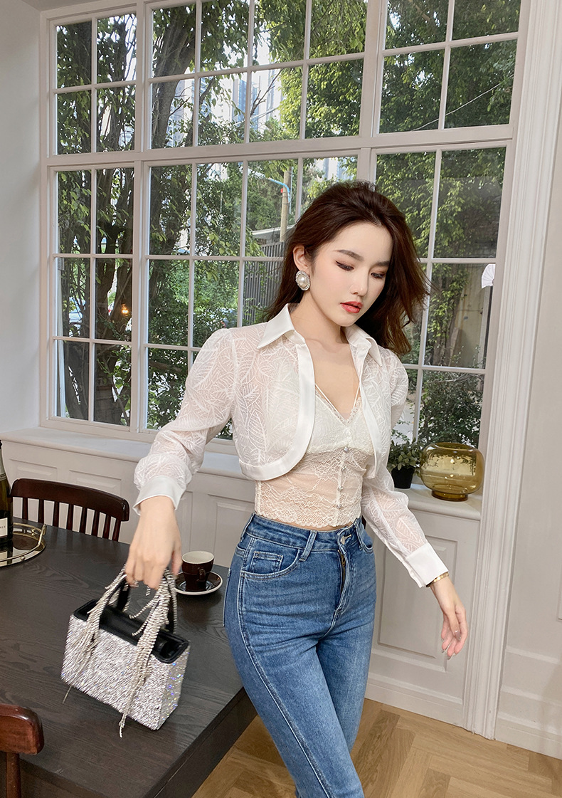 Áo khoác cardigan ngắn chống nắng mỏng nhẹ mặc trong nhà điều hòa — Màu đen chi tiết 19