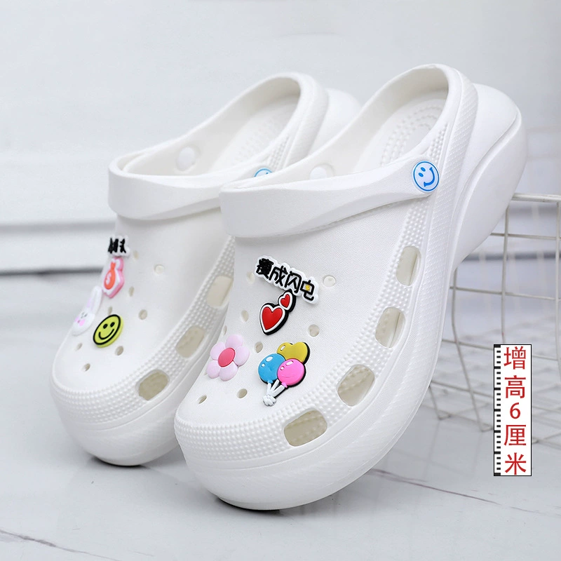 Новая Летняя Пляжная пещерная обувь, женская нескользящая обувь из ЭВА на толстой подошве, на высоком каблуке, домашняя одежда, сандалии и тапочки, садовая обувь