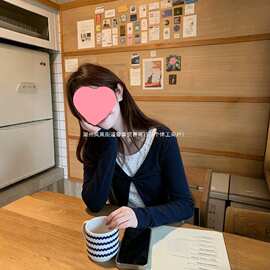 韩系碎花假两件正肩长袖t恤女早秋季甜美穿搭修身显瘦打底衫上衣