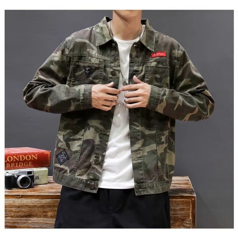 Camouflage Jacket Men's Spring and Autumn Thin Pilot Sports Jacket Functional Style Baseball Jacket Denim Men's Workwear