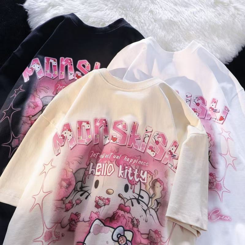Cotton summer Japanese cartoon trend T-shirt for men and women