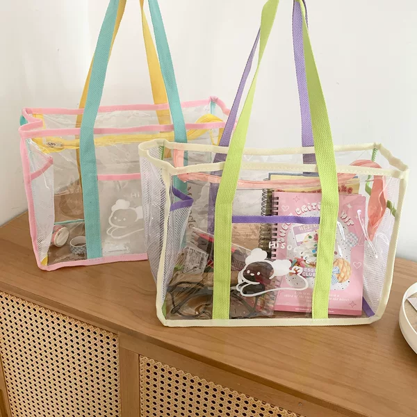 Summer Transparent PVC Handbag Outdoor Swimming Waterproof Storage Bag Portable Large Capacity Beach Bag Storage Bag for Women