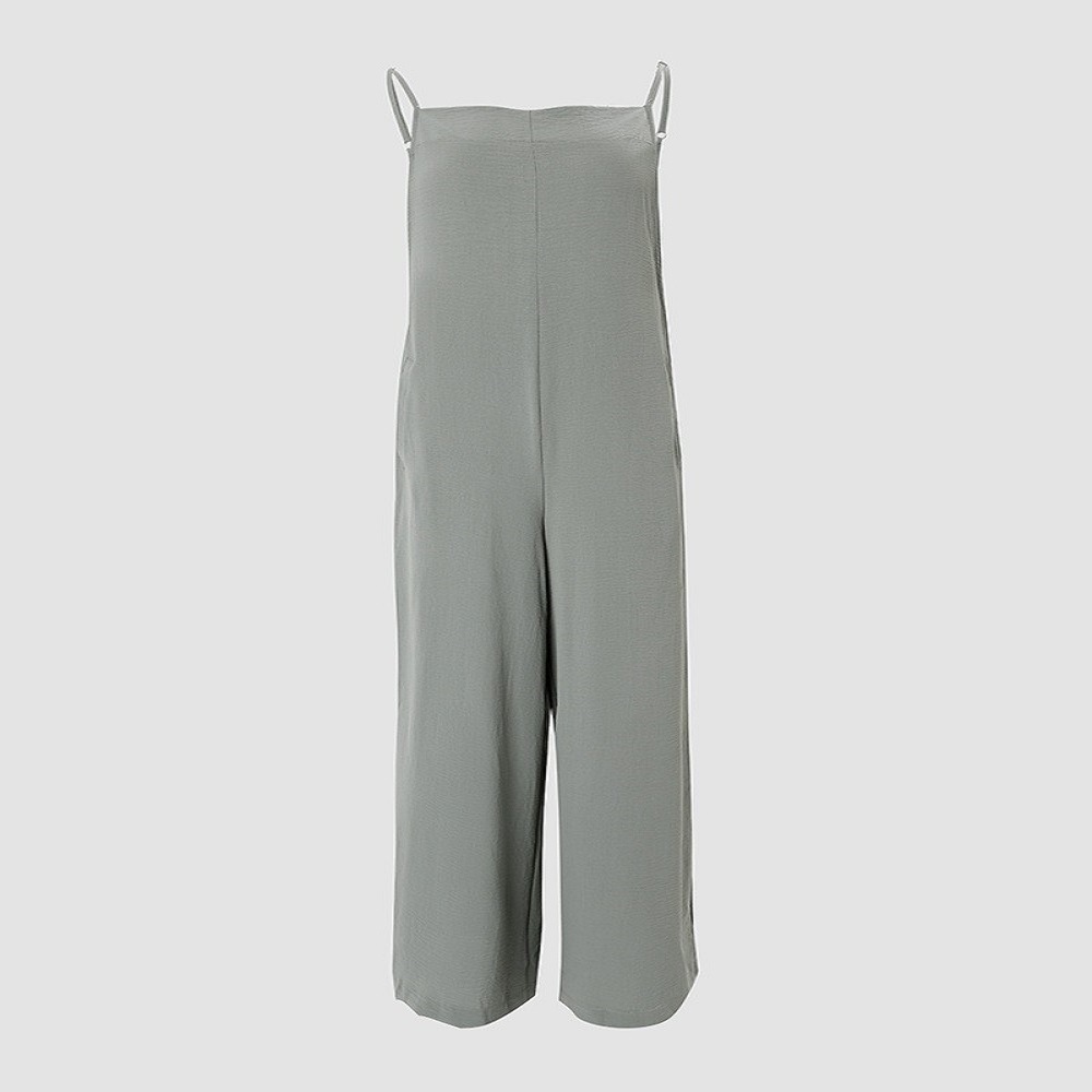 2023 Verano Nueva estación independiente de Amazon suministro transfronterizo Seda de hielo de las mujeres color sólido mono de la Honda Pantalones anchos
