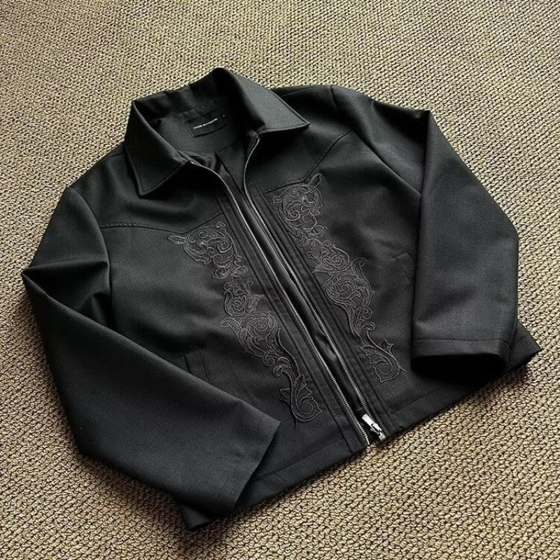 Vintage Embroidered Western Jacket for Men, New Spring Style with a High-End Feel, Cleanfit, Stylish Lapel, Regular Shoulder Fit Vintage Embroidered Western Jacket for Men, New Spring Style with a High-End Feel, Cleanfit, Stylish Lapel, Regular Shoulder Fit