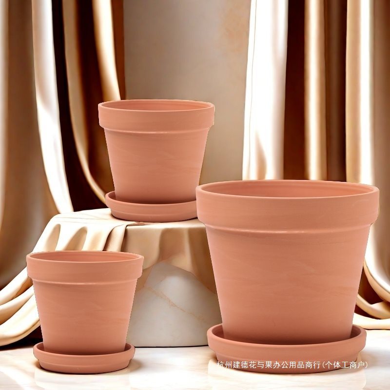 Red Pottery Flower Pot, Succulent Pot, Orchid Pot, Green Plant Breathable Extra-Large Simple Coarse Pottery Clay Pot, Water-Absorbent Seedling Pot, Potted Plant