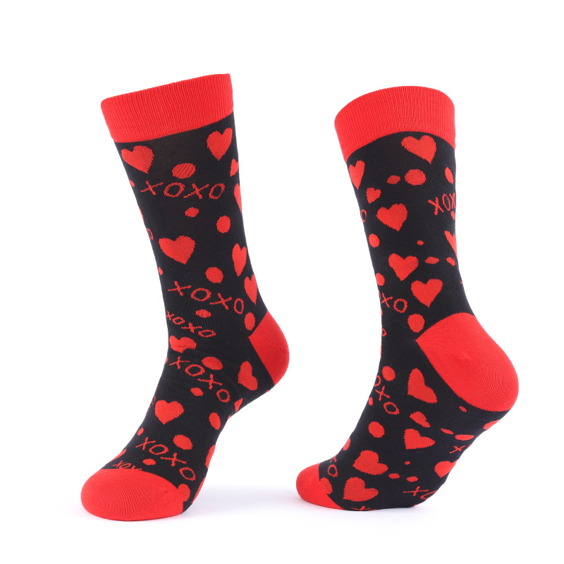 Calcetines transfronterizos del día de San Valentín calcetines de tubo de color de contraste de amor Valentine's Day amantes de los calcetines de algodón fabricantes