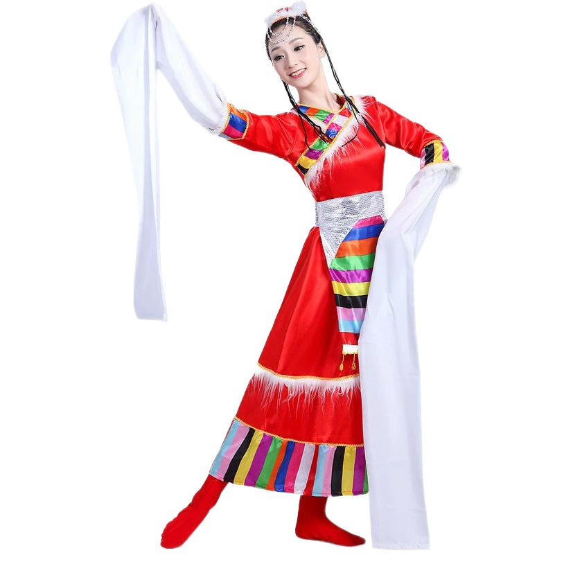 Костюм для тибетских танцев женский костюм с водяными рукавами для меньшинств взрослая одежда для квадратных танцев