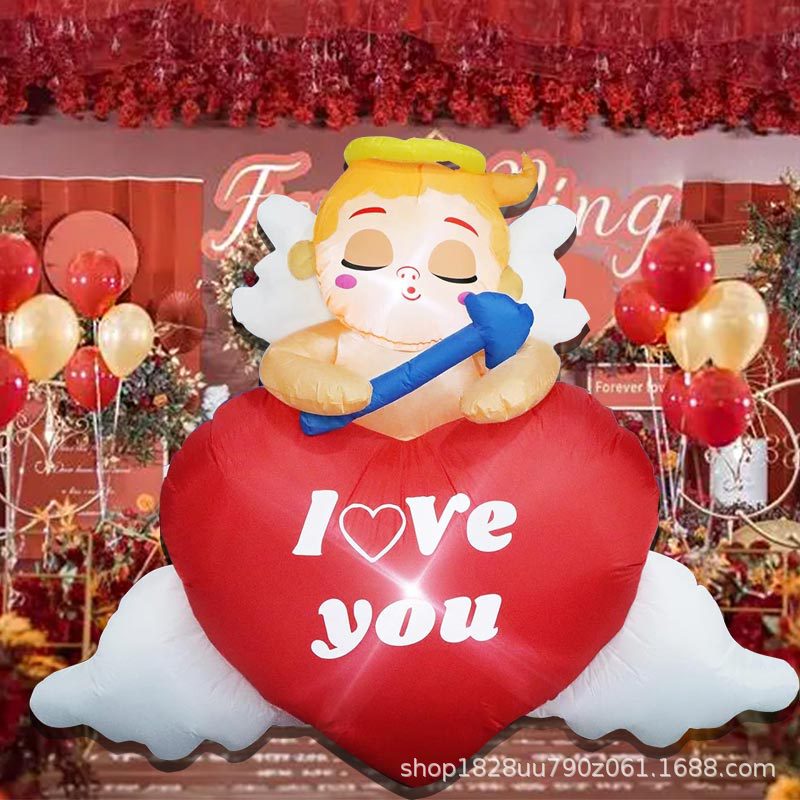 Valentine's Day Party Decorations Wedding Anniversary Layout Props LED Luminous Love Cupid Inflatable Air Mold