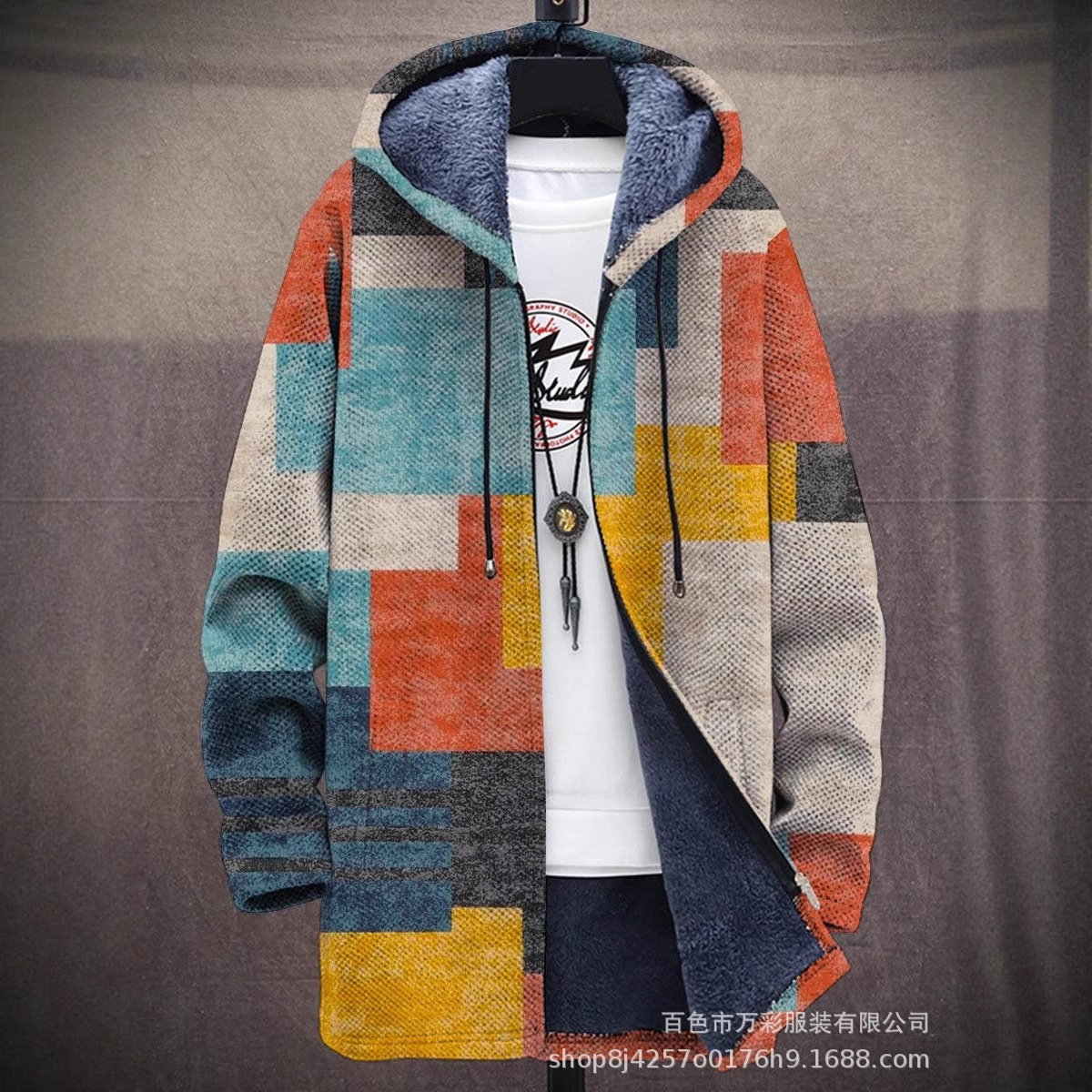 跨境新品猫咪系列冬季棉服 休闲男士拉链连帽开衫风衣