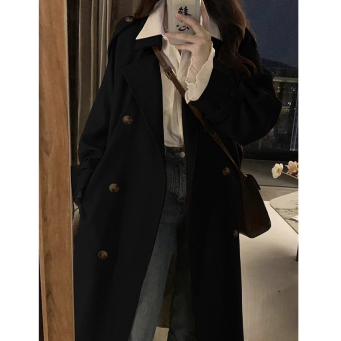 外套女高级感其色风衣秋流行小个子中长款大【原版做法开凤眼】。|undefined