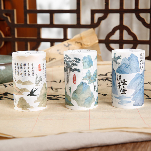 Mu dyed washi tape, Aoyama Promise Series, Ancient style famous paintings, beautiful background, hand tent material, landscaping stickers