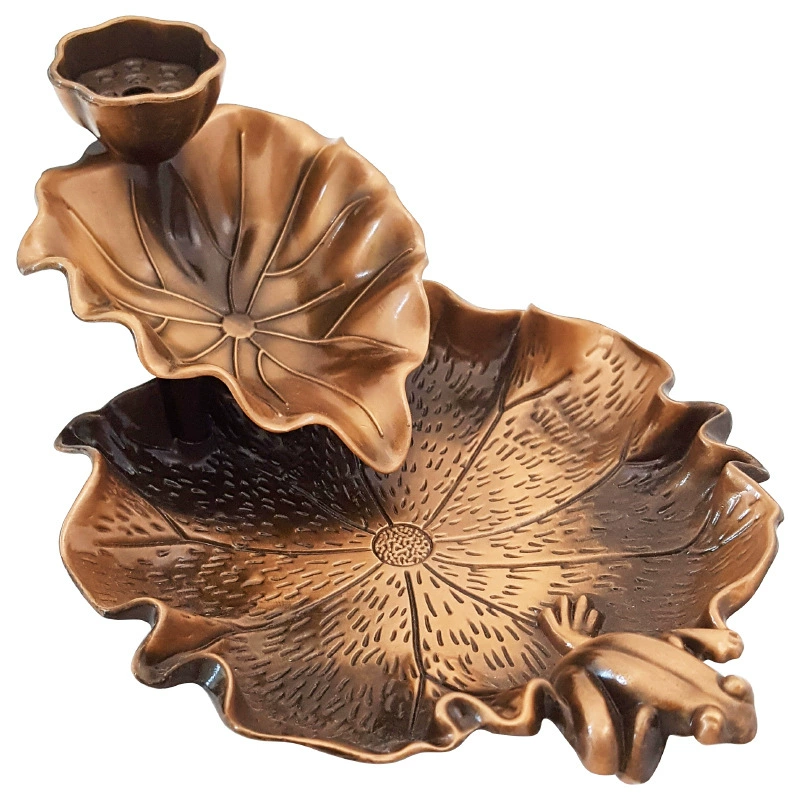 Кальян для инконса обратно? Пожалуйста, перевожу: "Backflow Incense Burner Lotus Leaf Alloy Incense Holder with Frog or Goldfish, Decorative"