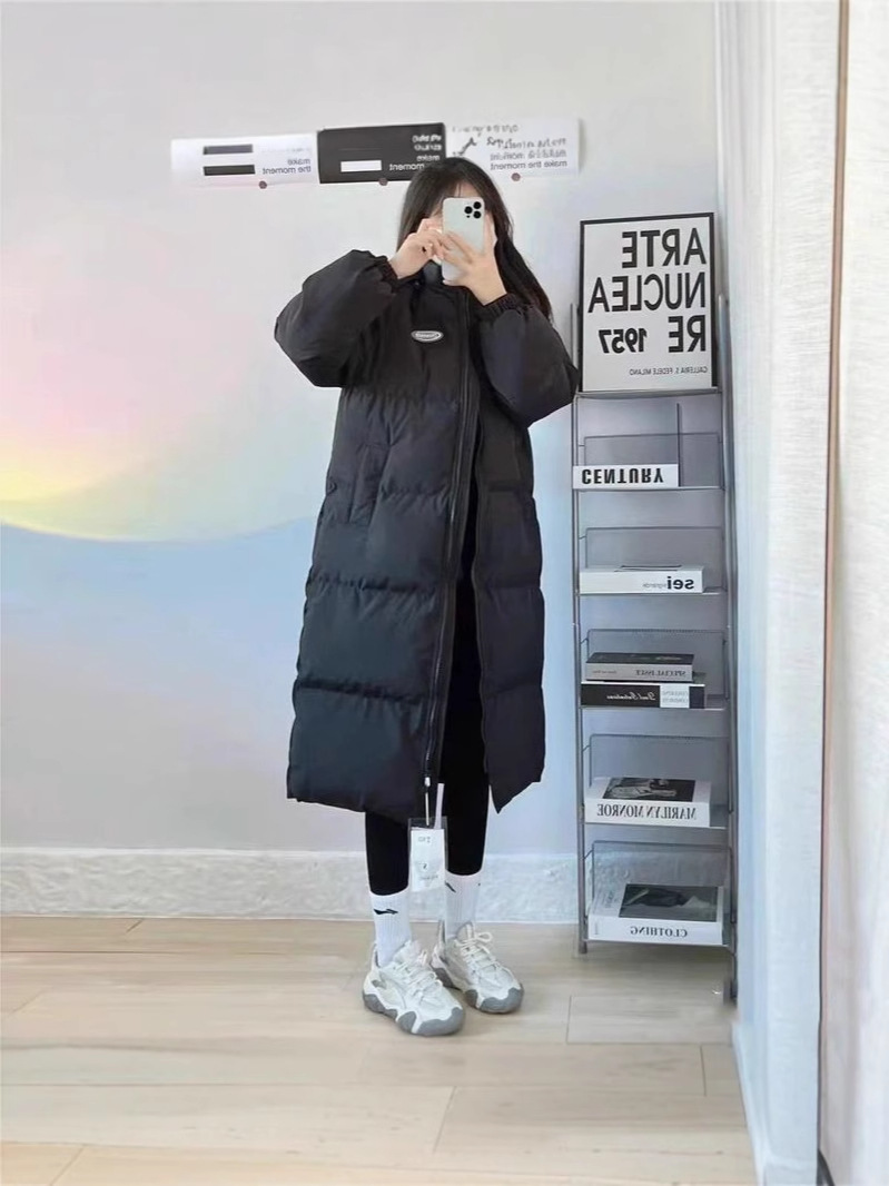 2025年冬用ミドル丈ダウンコットンジャケット、オーバーサイズ、小柄な方向け、厚手コットンコート、無地