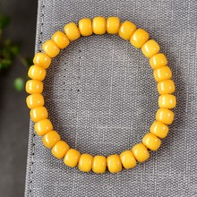 天然鸡油黄老蜜蜡老型单圈手串8毫米蜜蜡老型珠原矿蜜蜡直播供