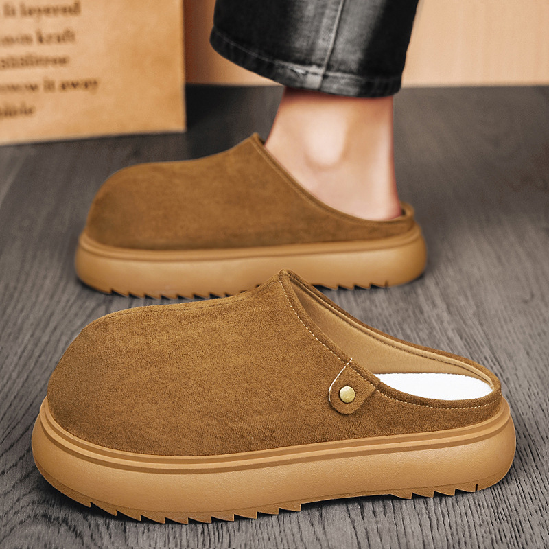Retro explosión de zapatillas de bolsillo grueso para hombres 2025 nuevos zapatos de verano de un pie Boerken