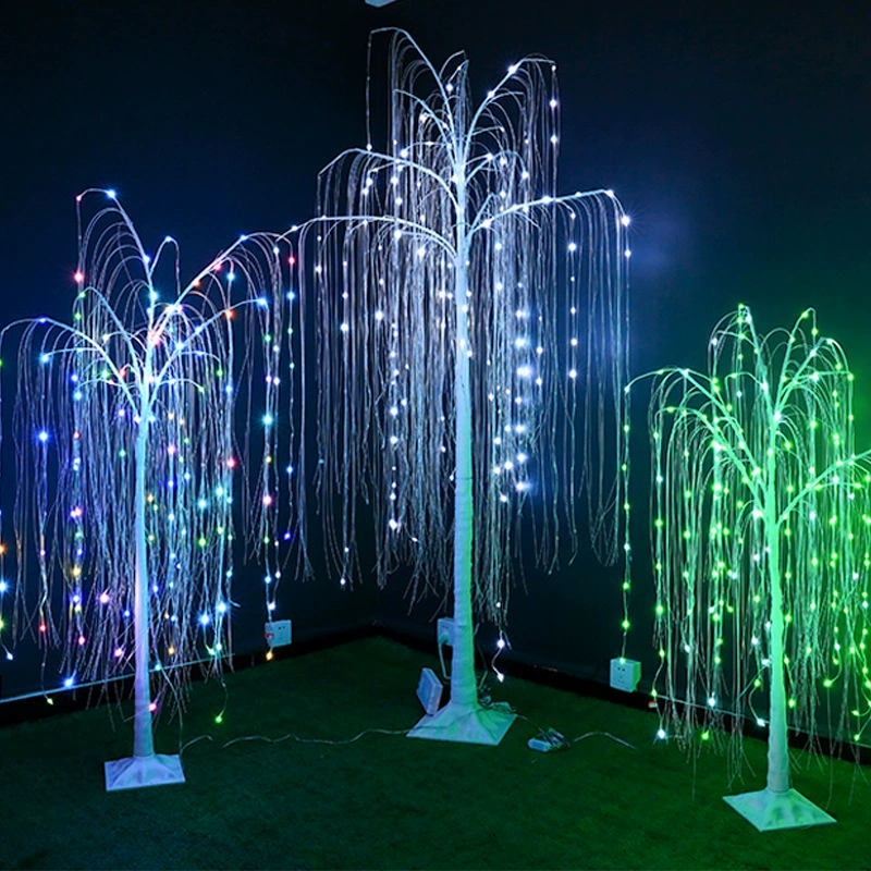 Плавающая бело-желтая фантазийная цветная кедровая игла tree RGB точечный контроль willow лампа LED изменение цвета пульт дистанционного управления рыболовная леска вертикальная ивовая декоративная лампа