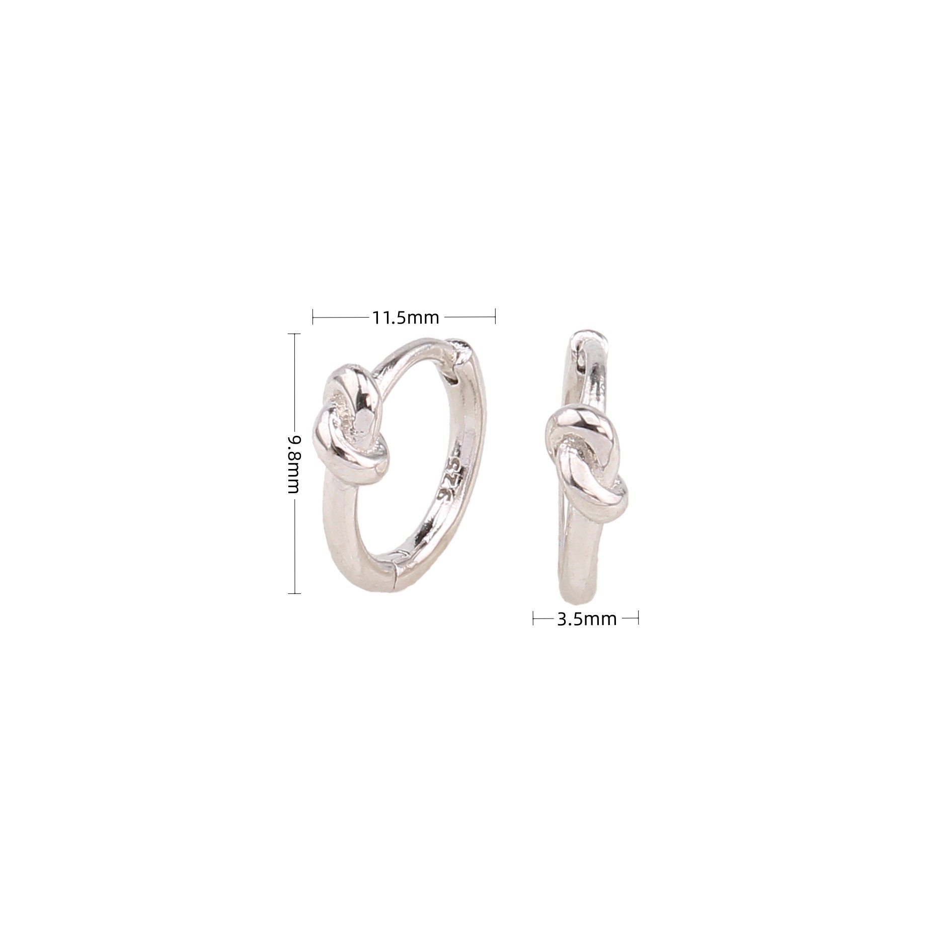 White Gold Plated, Gold Plated Plating Material Zircon Inlay Material 1 Pair 925 Sterling Silver Knot Hoop Earrings