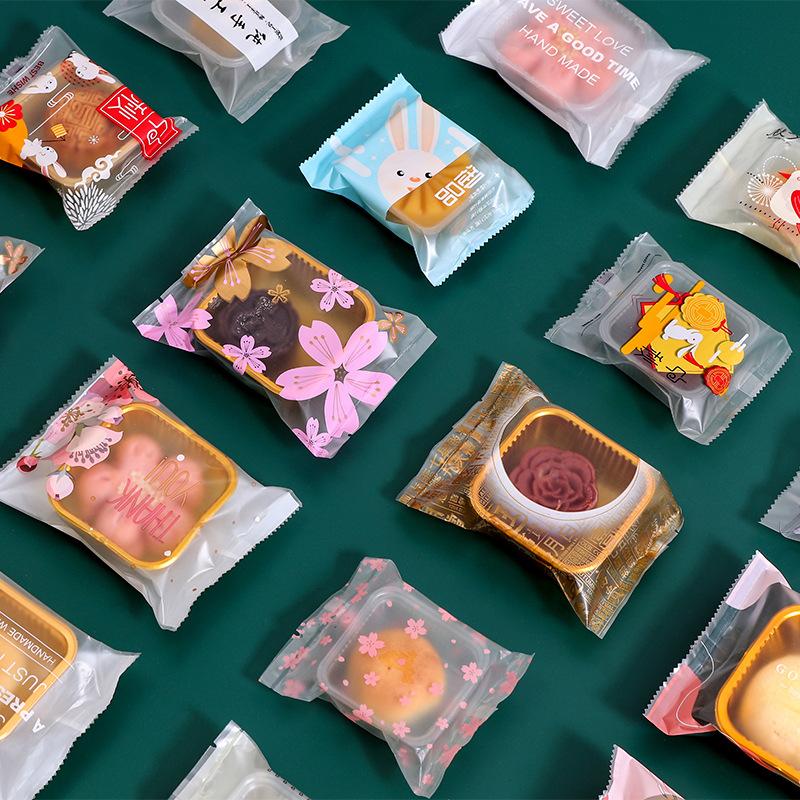 Fábrica al por mayor nueva bolsa de pastel de luna de mediados de otoño bolsa de sellado de máquina esmerilada de oro de la vendimia bolsa de embalaje de pastel de luna de helado Cantonés