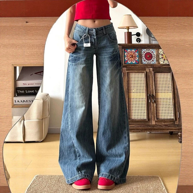 American-style hot girl low-waist flared jeans for women, 2026 new model, slimming and flattering, with a draping effect, suitable for petite women American-style hot girl low-waist flared jeans for women, 2026 new model, slimming and flattering, with a draping effect, suitable for petite women