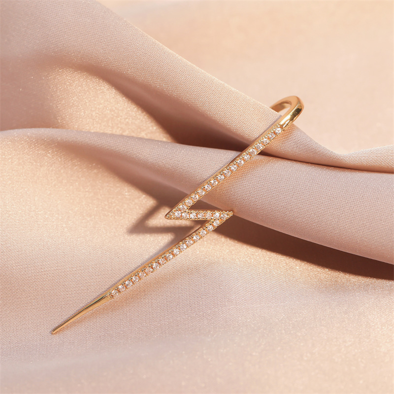 Cross-Border Lightning Ear Cuffs with Full Zirconia, Non-Pierced, European and American Style, Personalized Long Ear Cuffs, High-End Versatile Women's Accessories