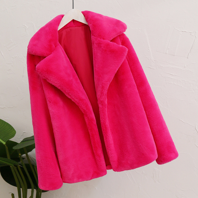 Damenbekleidung 2023 Herbst- und Wintermode Kaninchenfell Leopardenmuster Pelz Damenmantel Plüschkleidung Lässige lose Pelzjacke_voghion.com