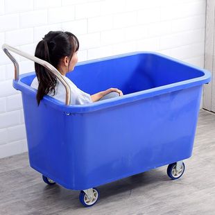Workshop Warehouse Forklift Plastic Plastic Box Turnover Box with Cargo Cart Cart Wheels Simple Storage